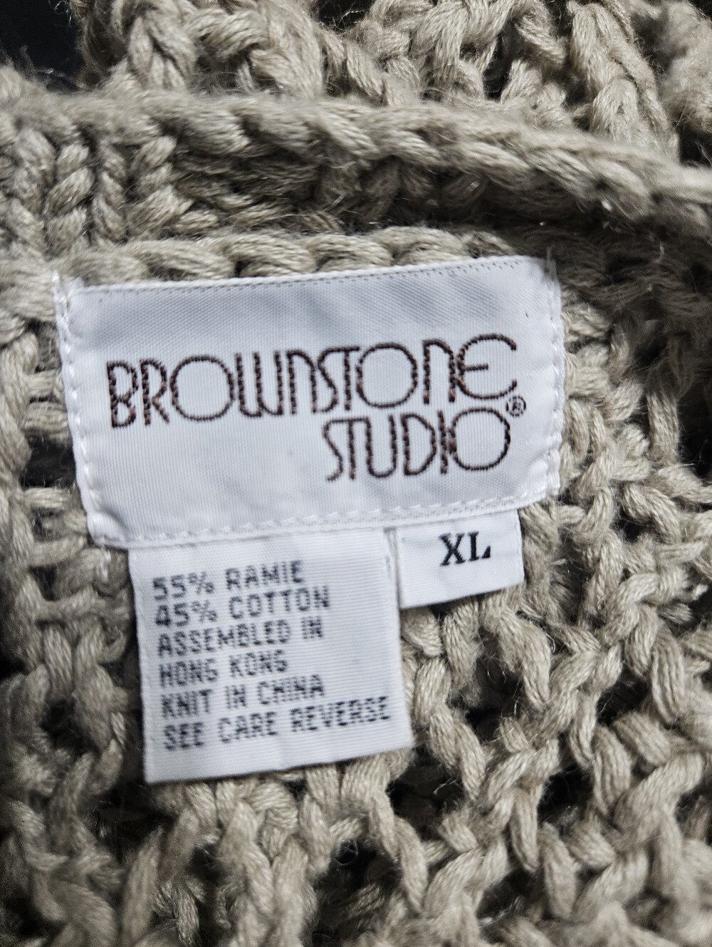 VTG 80s Brownstone Studio Crochet Vest XL - Picture 4 of 4